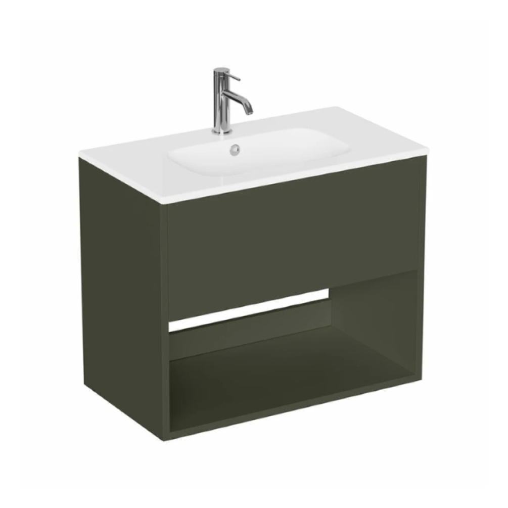 Cut out image of the Britton Hackney Earthy Green 700mm Wall Hung Vanity Unit & Basin